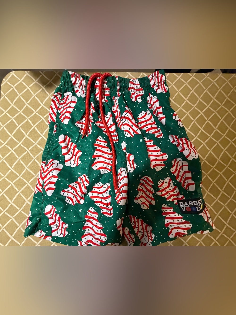 Barbell Voodoo Christmas Tree Cakes Athletic Shorts Men’s Small Green red